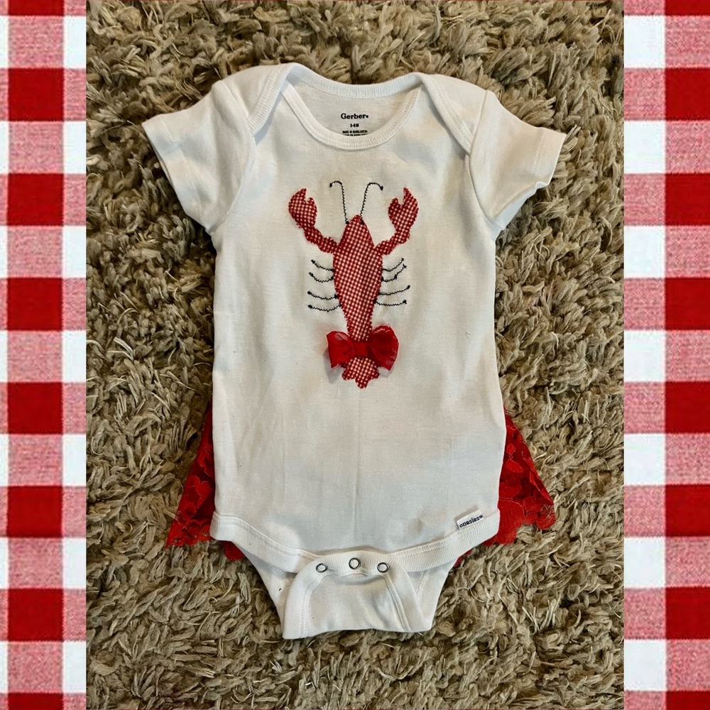 Crawfish appliqued ruffle butt onesies 🦞 - Picture 1 of 2